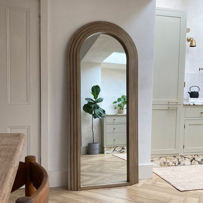 Luciana - Miroir en bois lavé plein pied arqué 180 cm x 80 cm