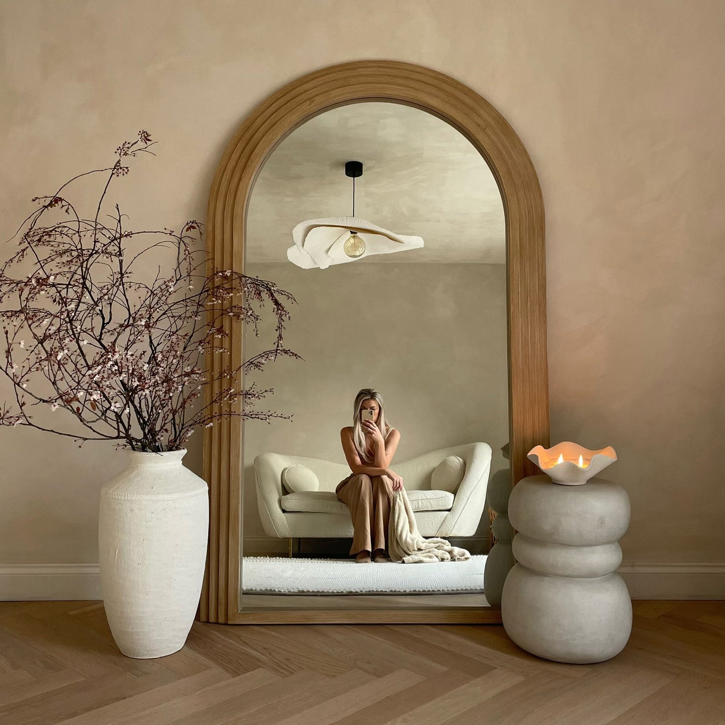 Luciana - Miroir en bois lavé arche pleine longueur 180cm x 110cm