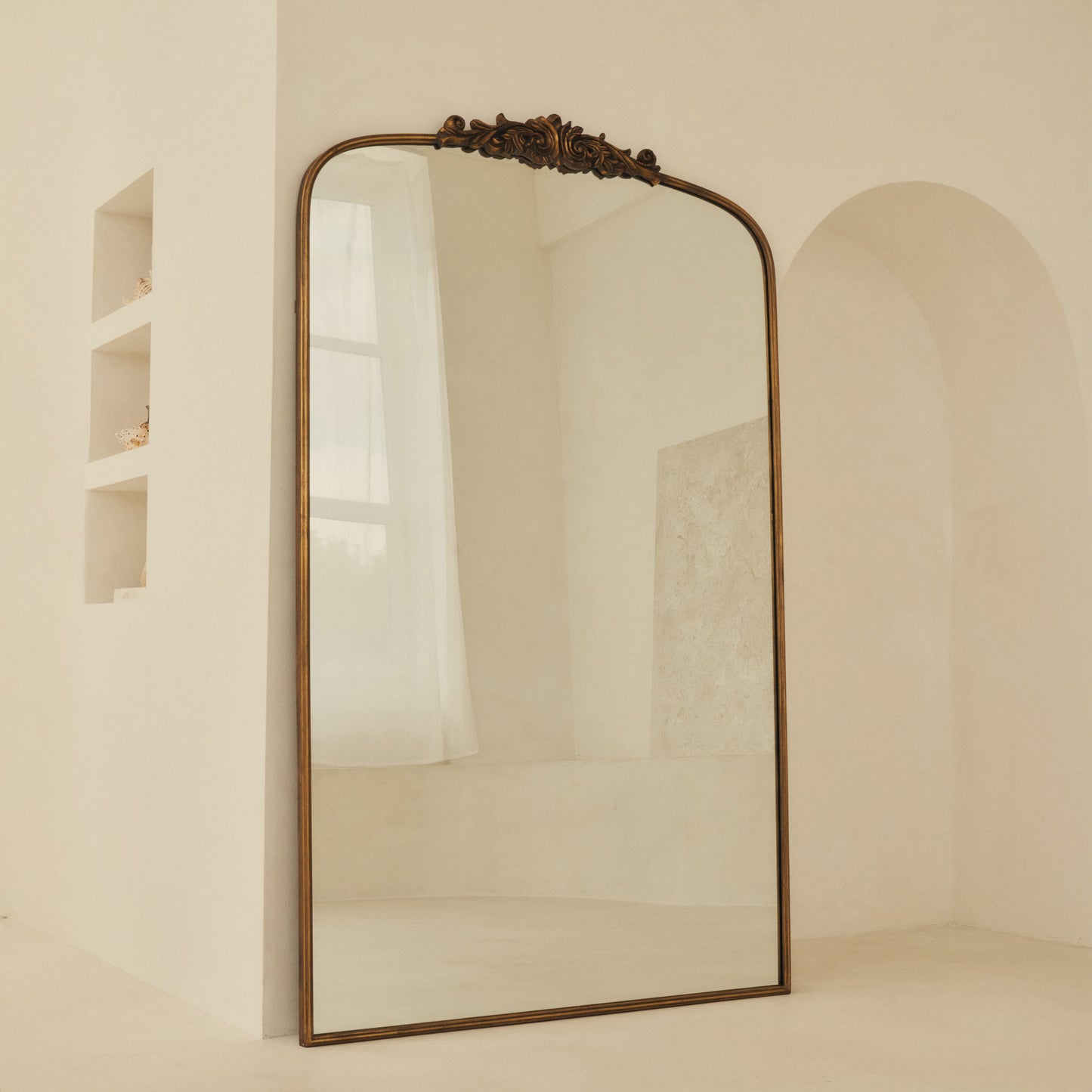 Amelia - Miroir Métallique Arqué Doré Pleine Longueur 200cm x 120cm