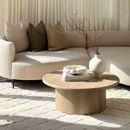 Madison - Grande Table Basse Ronde en Bois Lavé