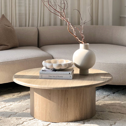 Madison - Grande Table Basse Ronde en Bois Lavé