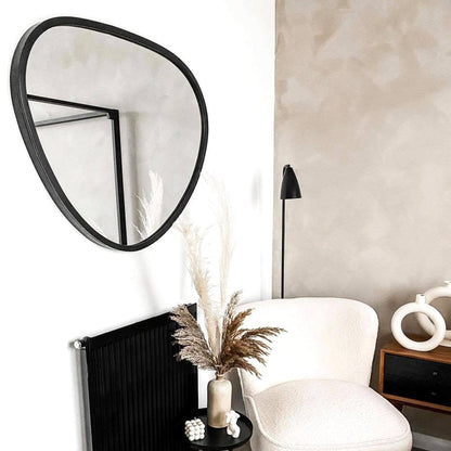 Pebble - Grand miroir mural métallique noir irrégulier 110 cm x 90 cm