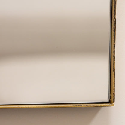 Theo - Grand miroir mural rectangulaire en métal doré 120 cm x 90 cm