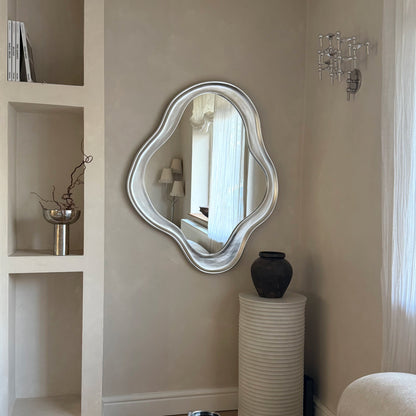 Riva - Miroir irrégulier en forme d'étang brossé chrome 120cm x 90cm