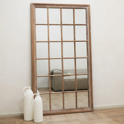 Sasha - Miroir de fenêtre pleine longueur chêne shabby chic 180cm x 100cm