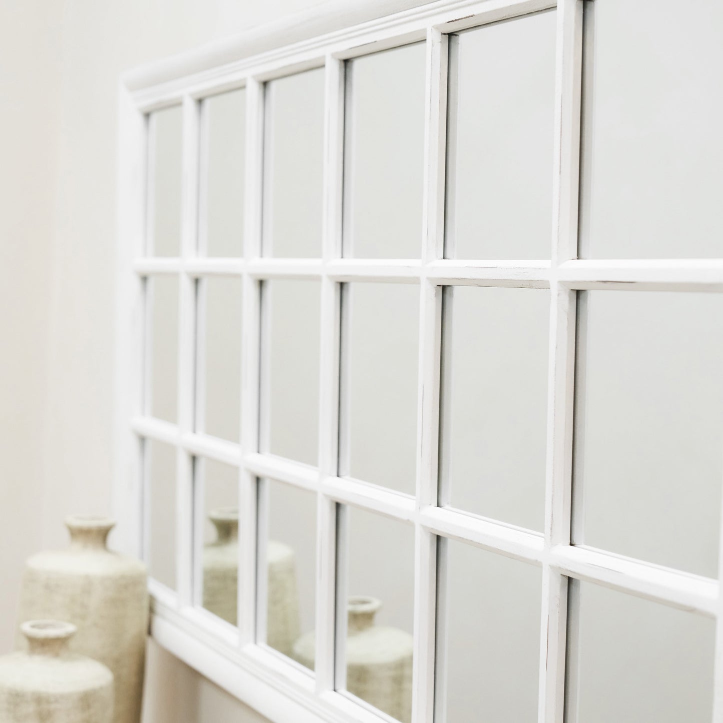 Sasha - Miroir Rectangulaire Fenêtre Shabby Chic Blanc 134cm x 70cm