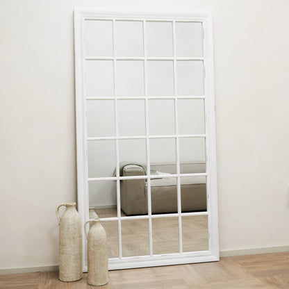 Sasha - Miroir de fenêtre shabby chic blanc pleine longueur 180 cm x 100 cm