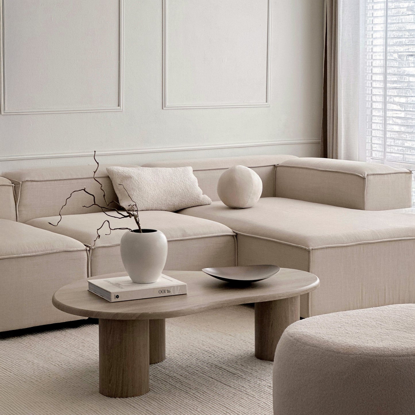 Savanna - Grande table basse en bois irrégulier lavé