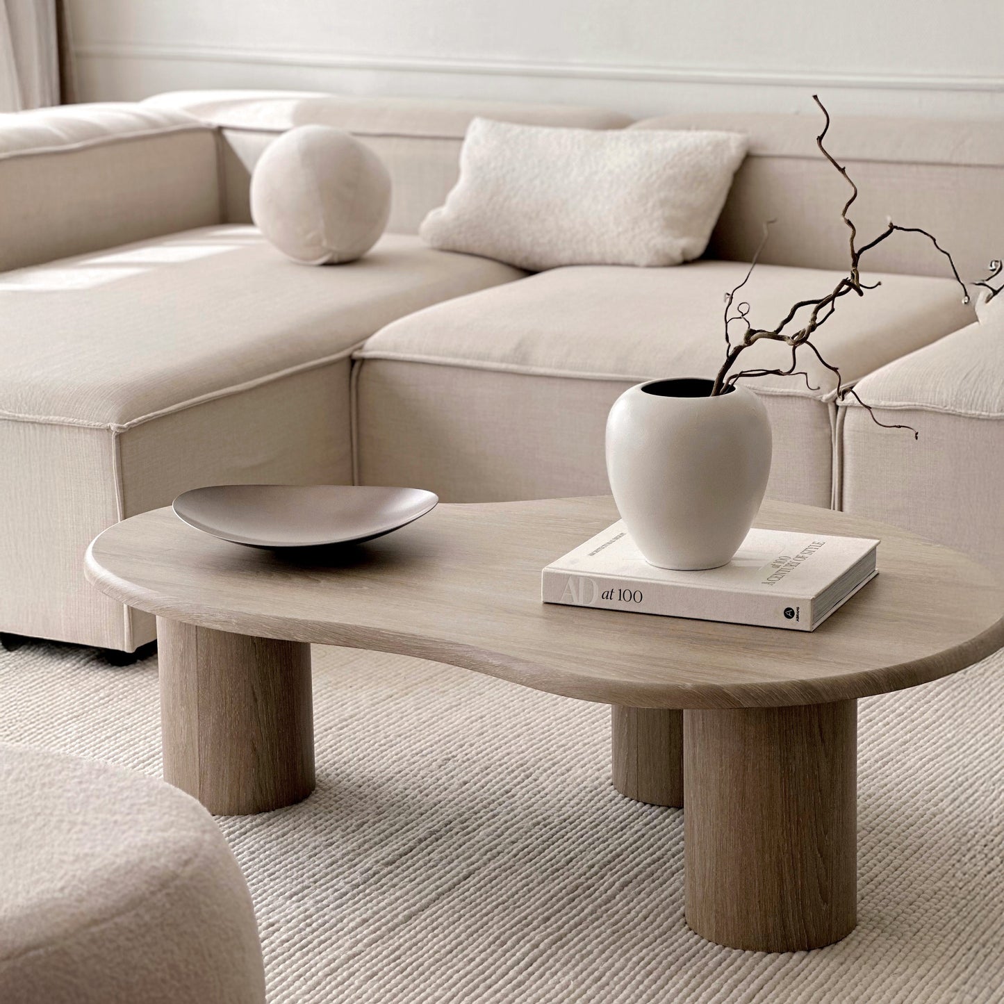 Savanna - Grande table basse en bois irrégulier lavé