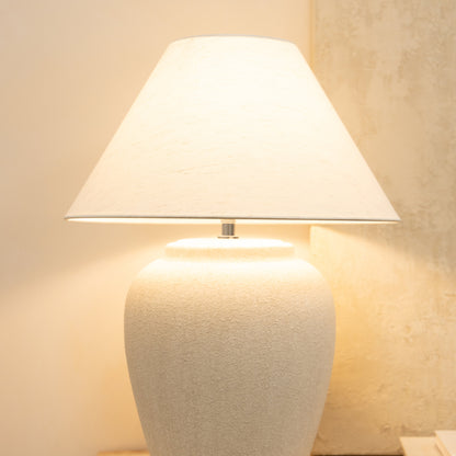 Sicile - Lampe de table avec abat-jour en céramique pierre Coolie