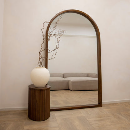 Tamara - Miroir en noyer arqué extra large pleine longueur 190cm x 110cm