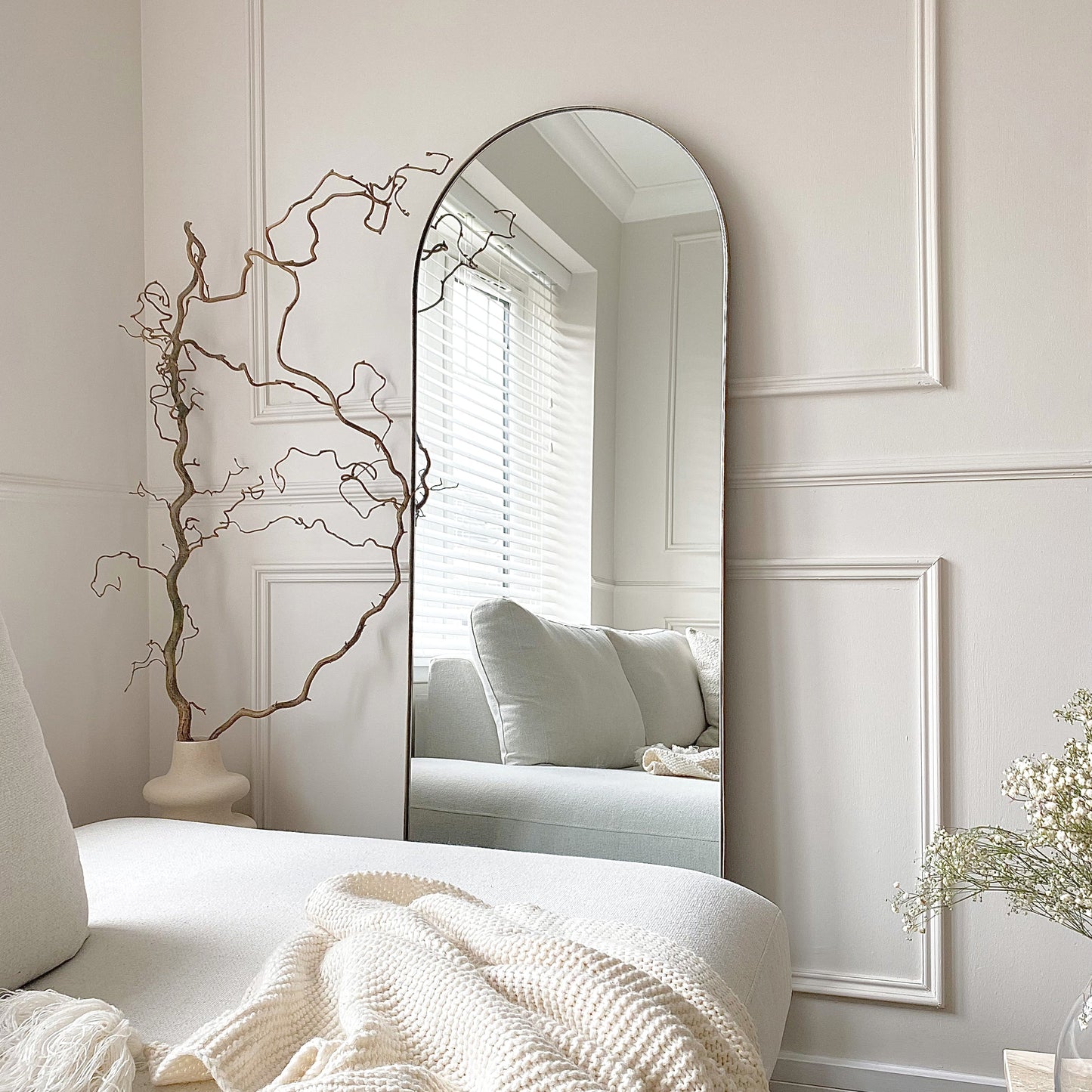 Theo - Miroir Métallique Grand Arqué Pleine Longueur 160cm x 50cm Or