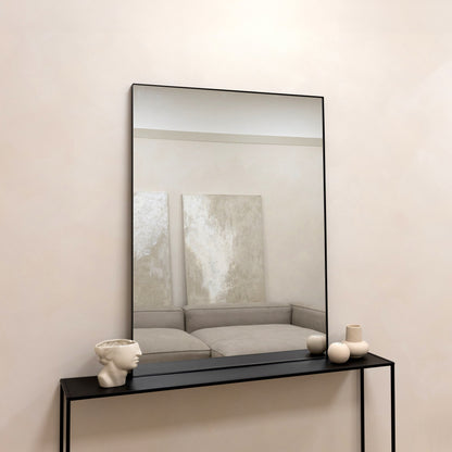 Theo - Grand miroir mural rectangulaire en métal noir 120cm x 90cm