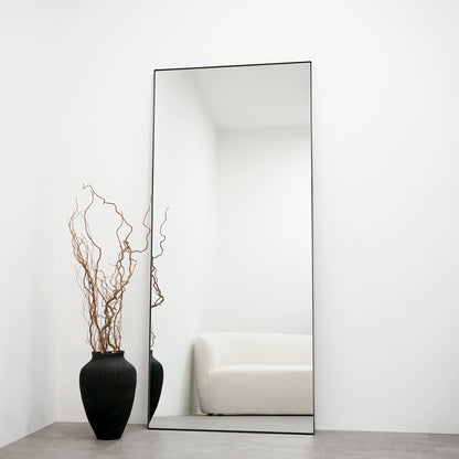 Theo - Miroir Rectangulaire Métallique Noir Grand Format 179cm x 80cm Pleine Longueur