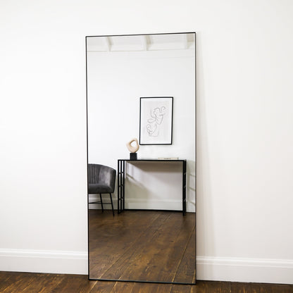 Theo - Miroir Rectangulaire Métallique Noir Grand Format 160cm x 60cm Pleine Longueur