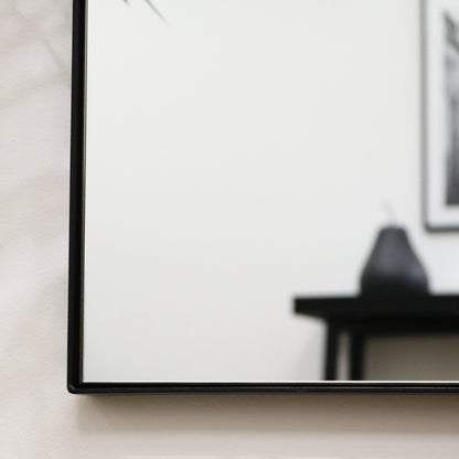 Theo - Miroir Rectangulaire Métallique Noir Grand Format 179cm x 80cm Pleine Longueur
