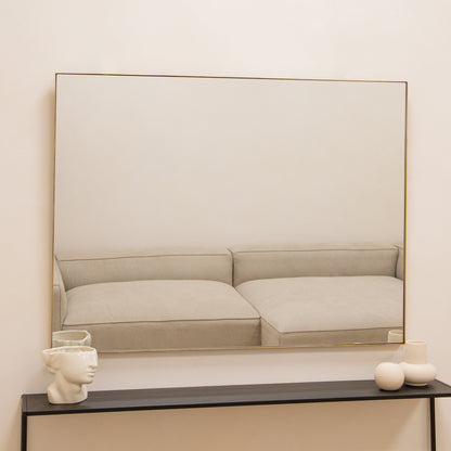 Theo - Grand miroir mural rectangulaire en métal doré 120 cm x 90 cm