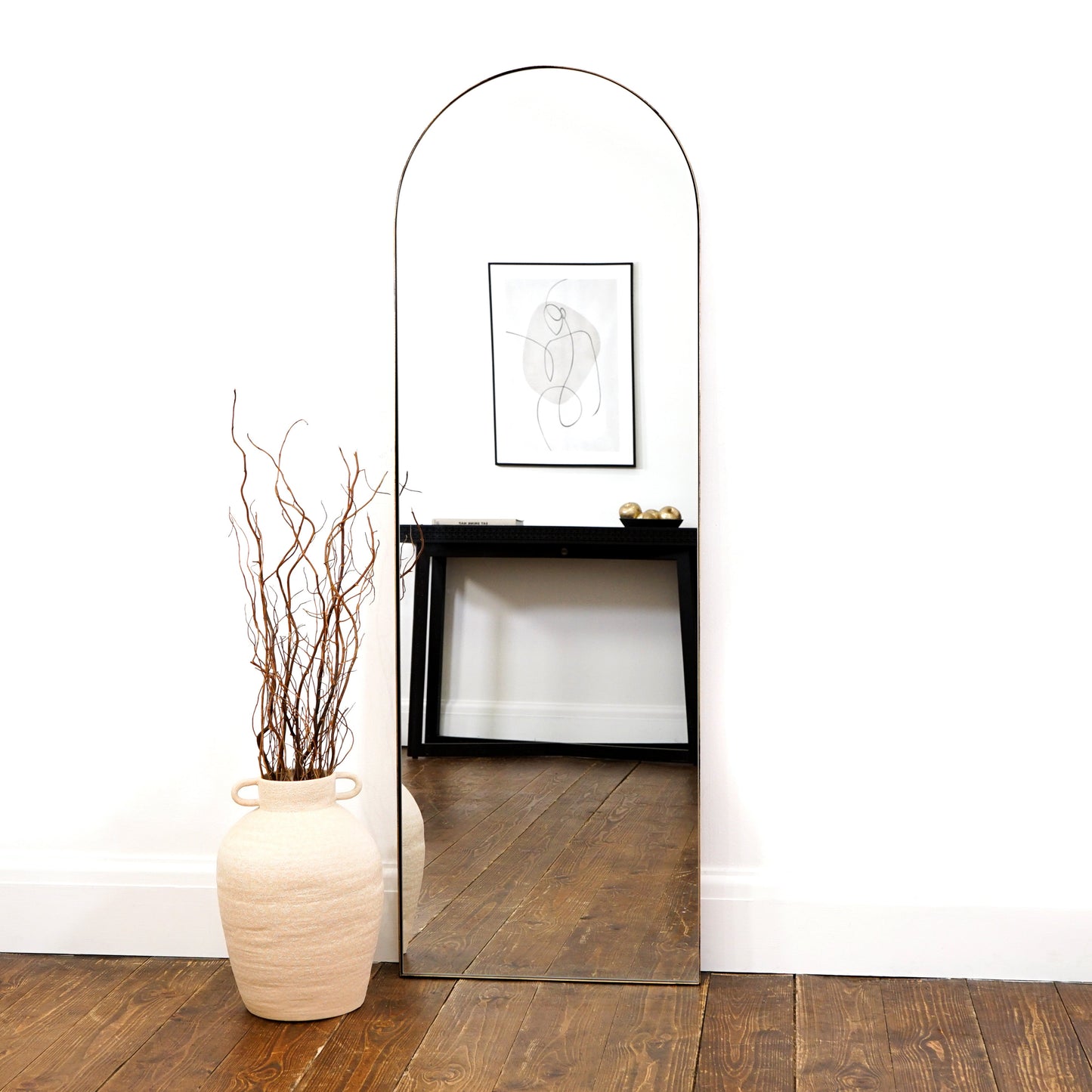 Theo - Miroir Métallique Grand Arqué Pleine Longueur 160cm x 50cm Or