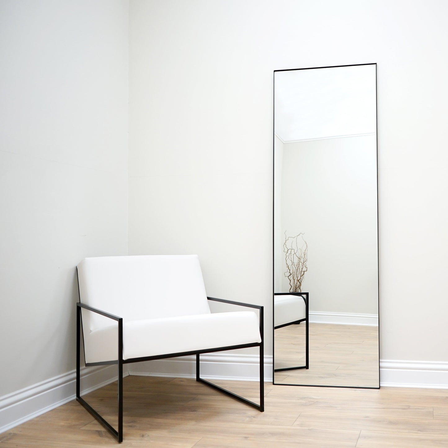 Theo - Miroir Métallique Rectangulaire Noir Grand Pleine Longueur 179cm x 60cm