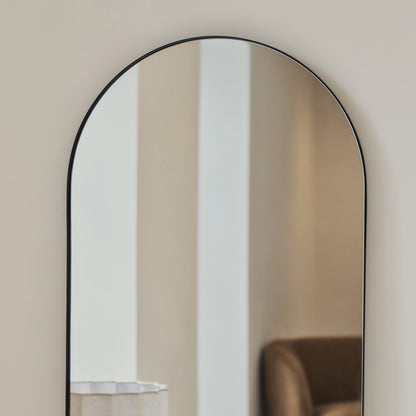 Theo - Miroir Métallique Noir Arqué Grand Pleine Longueur 160cm x 50cm