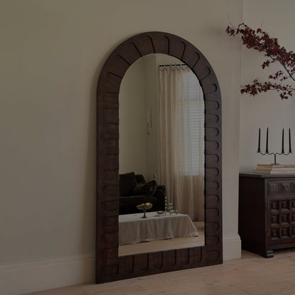 Valor - Miroir Arqué Premium Extra Large en Bois Foncé 190cm x 110cm