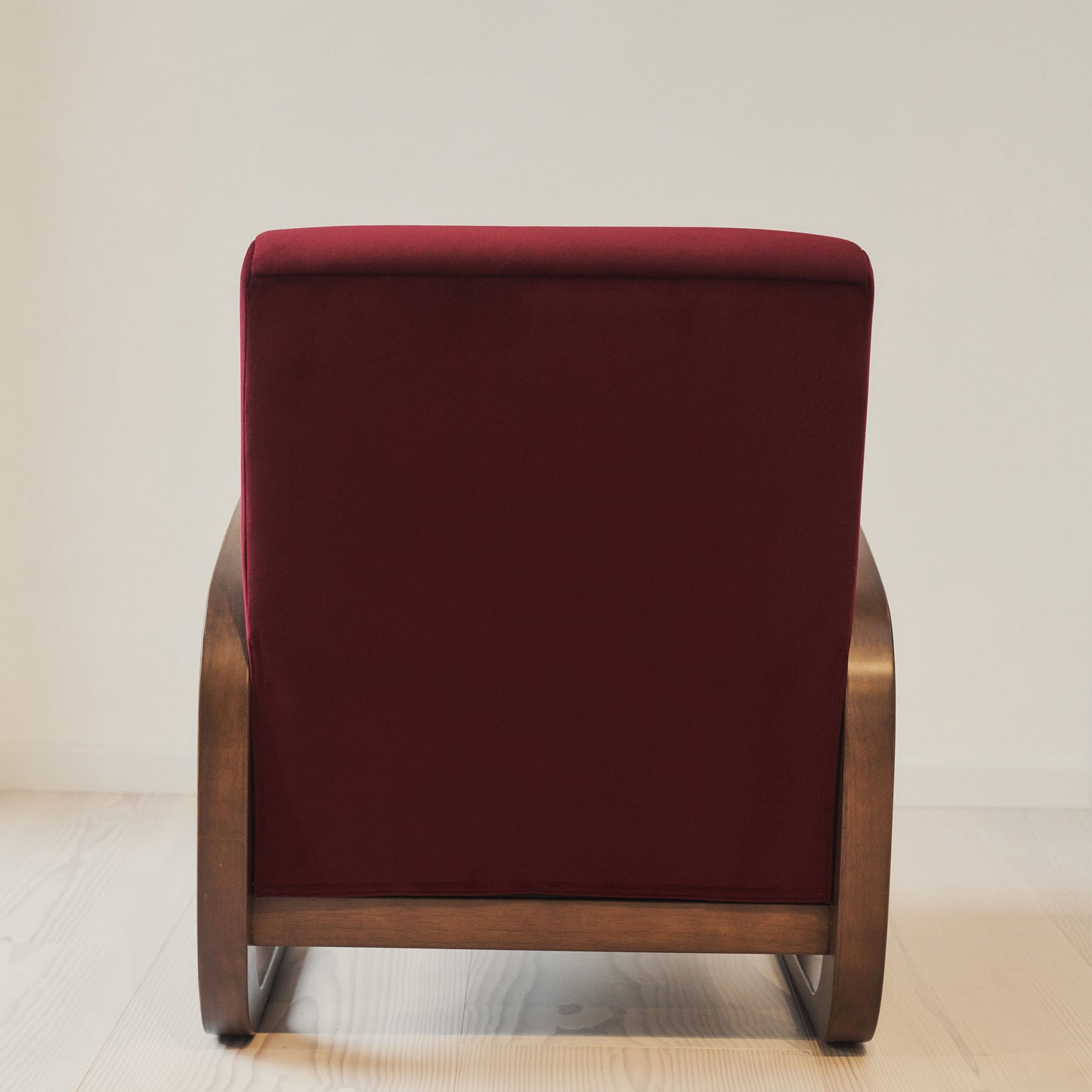 Dalton - Fauteuil d'Appoint en Velours Rouge Merlot et Bois Foncé