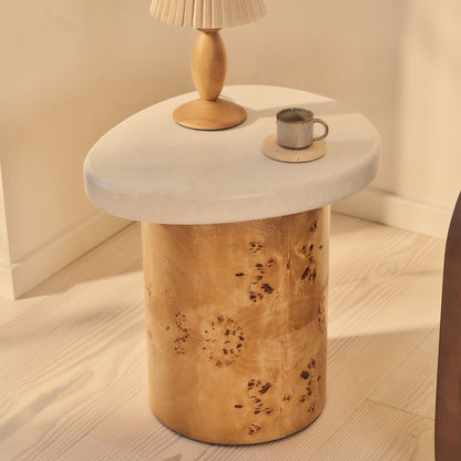 Aegean - Table d'Appoint Irrégulière en Bois Naturel Burl et Béton