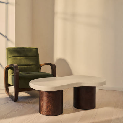 Aegean - Table basse irrégulière en bois burl foncé et béton à 2 pieds