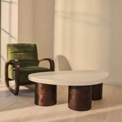 Aegean - Table basse irrégulière en bois d'orme foncé et béton à 3 pieds
