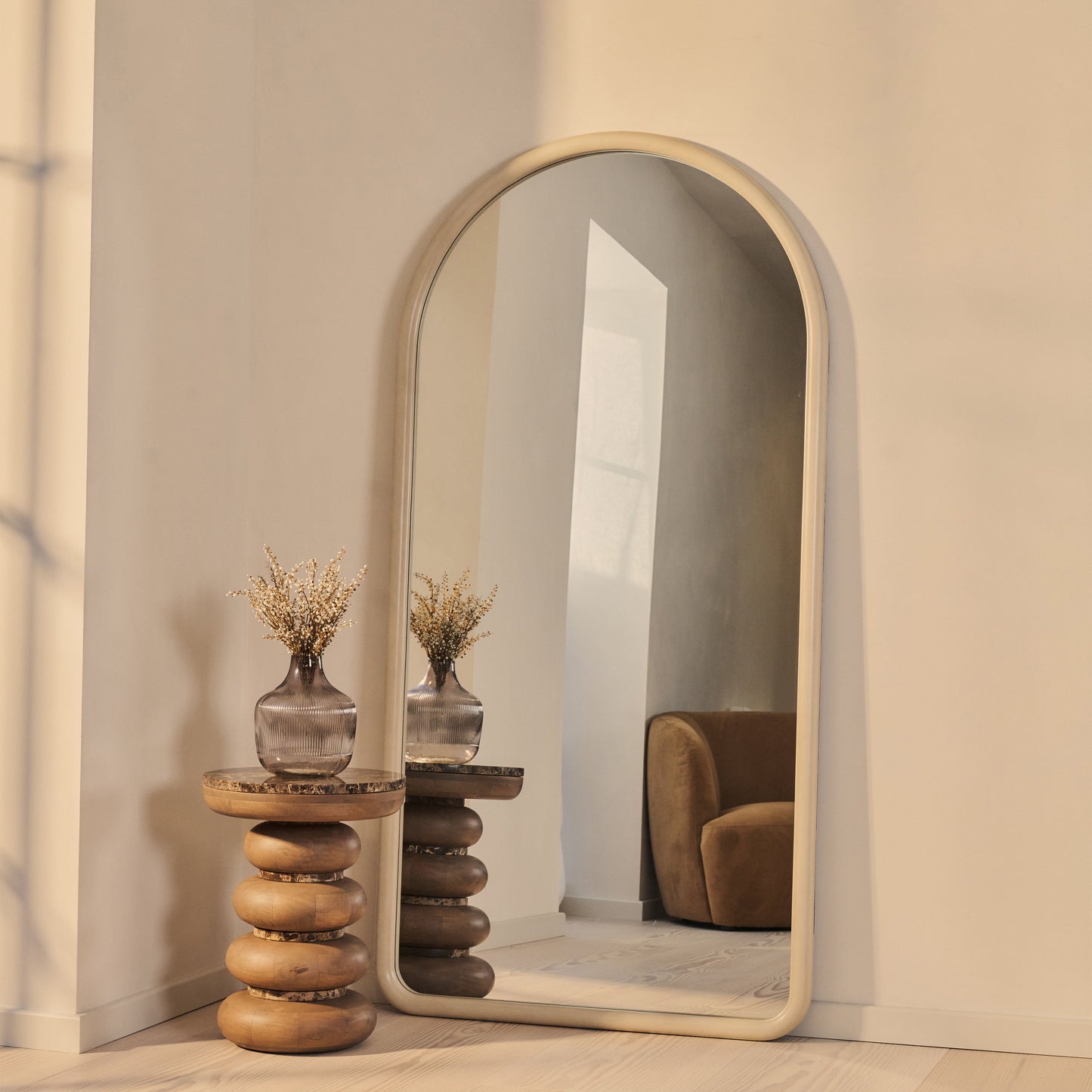 Amora - Miroir en béton grand format arche pleine longueur 180cm x 90cm