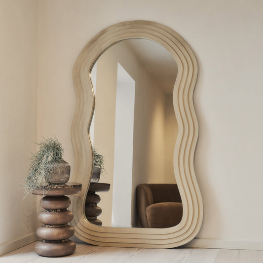 Luciana - Miroir Extra Large en Béton Ondulé Pleine Longueur 180cm x 105cm