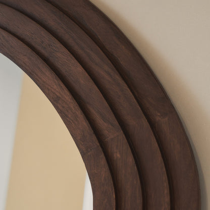 Luciana - Miroir extra grand pleine longueur vague bois foncé 180 cm x 105 cm