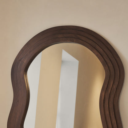 Luciana - Miroir extra grand pleine longueur vague bois foncé 180 cm x 105 cm
