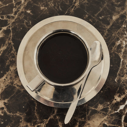 Valor - Table basse ronde premium en bois foncé et marbre Dark Emperador