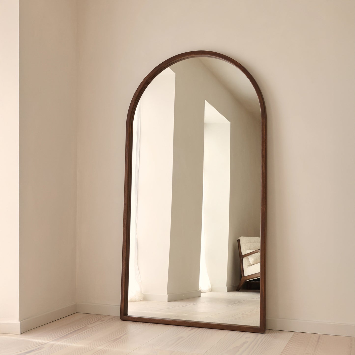 Arden - Miroir en bois foncé plein pied arche 175cm x 95cm