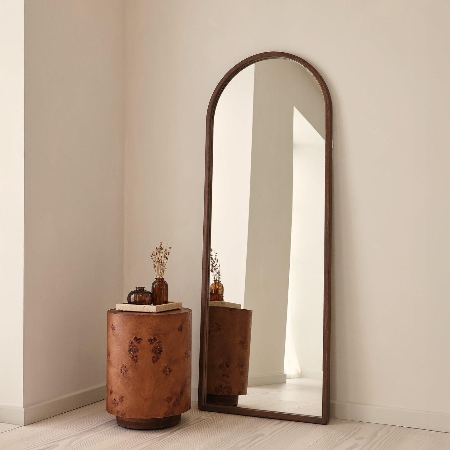 Arden - Miroir en bois foncé plein pied arche 160cm x 60cm