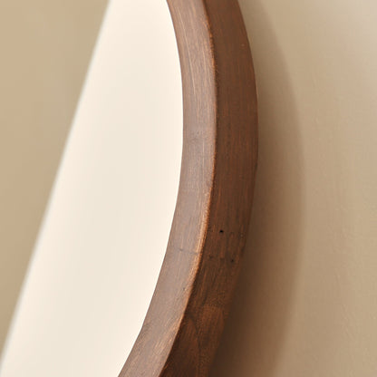 Arden - Miroir mural rond en bois foncé 40cm x 40cm