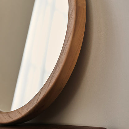 Arden - Miroir Mural Rond en Bois Chaud 40cm x 40cm