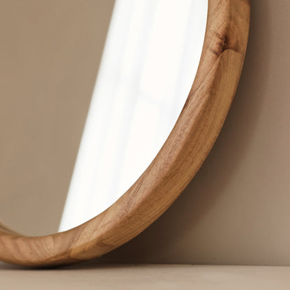 Arden - Miroir mural rond en bois clair 40cm x 40cm