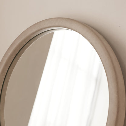 Arden - Miroir mural rond en béton et bois 40cm x 40cm