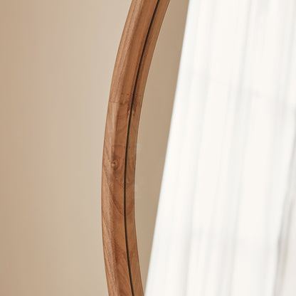 Arden - Grand miroir mural rond en bois clair 90cm x 90cm