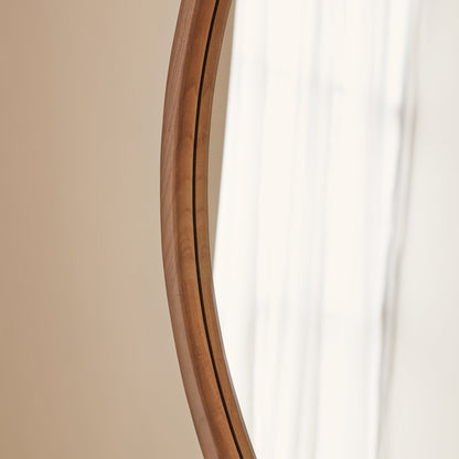 Arden - Grand miroir mural rond en bois chaud 90cm x 90cm