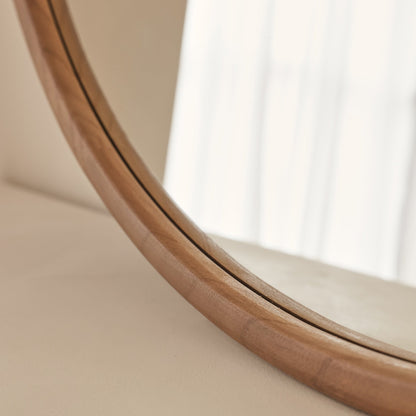 Arden - Grand miroir mural rond en bois chaud 90cm x 90cm