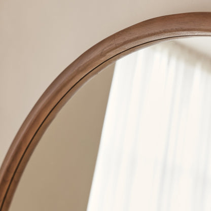 Arden - Grand miroir mural rond en bois chaud 90cm x 90cm