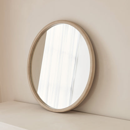 Arden - Miroir mural rond en bois et béton 70 cm x 70 cm