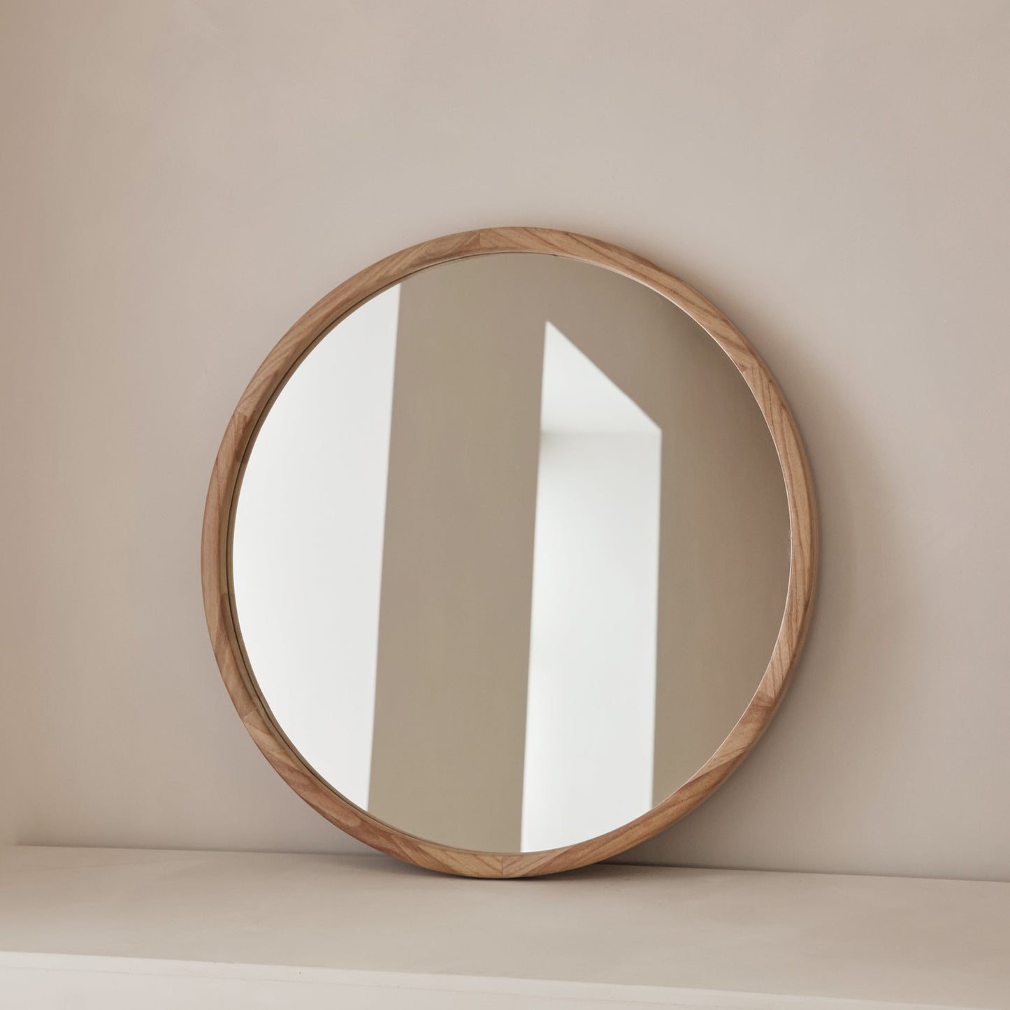 Arden - Miroir Mural Rond en Bois Clair 70cm x 70cm