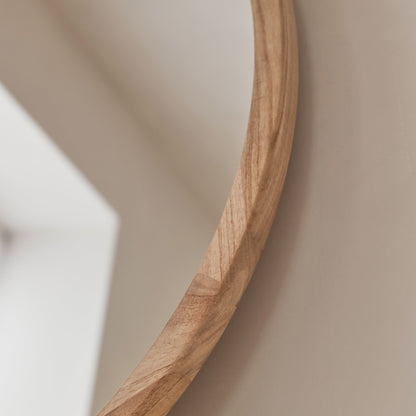 Arden - Miroir Mural Rond en Bois Clair 70cm x 70cm