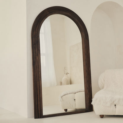 Luciana - Miroir en bois brûlé arqué pleine longueur 180cm x 110cm