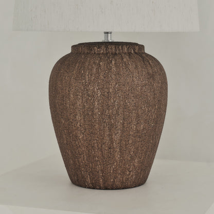 Sicile - Lampe de table avec abat-jour tambour en céramique marron