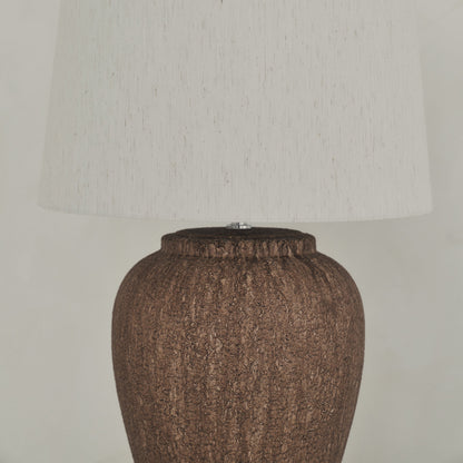 Sicile - Lampe de table avec abat-jour tambour en céramique marron